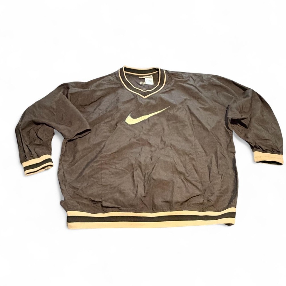Vintage 90s Nike Air Pullover Windbreaker Mens 3XL Brown Nylon Big Swoosh